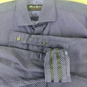 Robert Graham L/S button down shirt-purple/blk small check/ribbon cuff-Men-XL